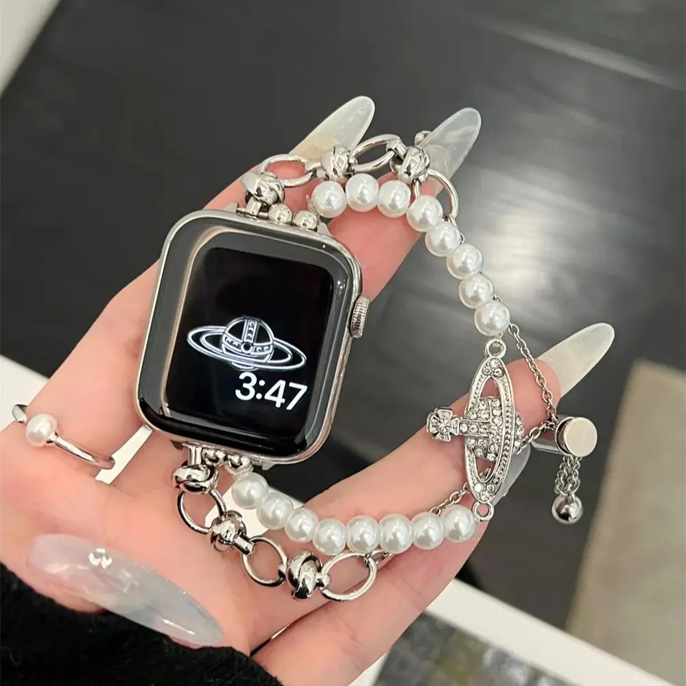 Bracelet tressé en pierre de cristal papillon pour Apple Watch Ultra, bracelet transparent, bracelet pour iWatch 9, esthétique, 49mm, 42mm, 40mm, 44mm, 41mm, 45mm