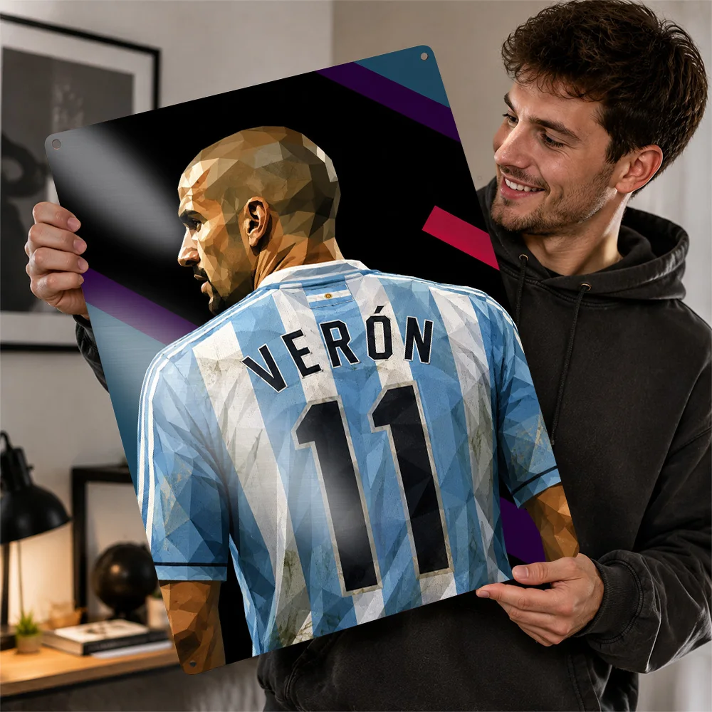 Juan Sebastián Verón Football Printed Poster Customized Metal Sign Club Legacy Style Wall Art For Supporter Corner And Bedroom