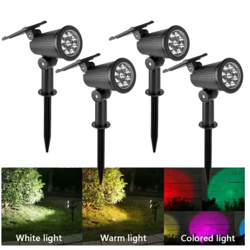 9LED الأضواء الشمسية في الهواء الطلق IP65 سطوع مقاوم للماء قابل للتعديل بقعة ضوء حديقة الفناء الخلفي درب فناء مصباح ديكور #6