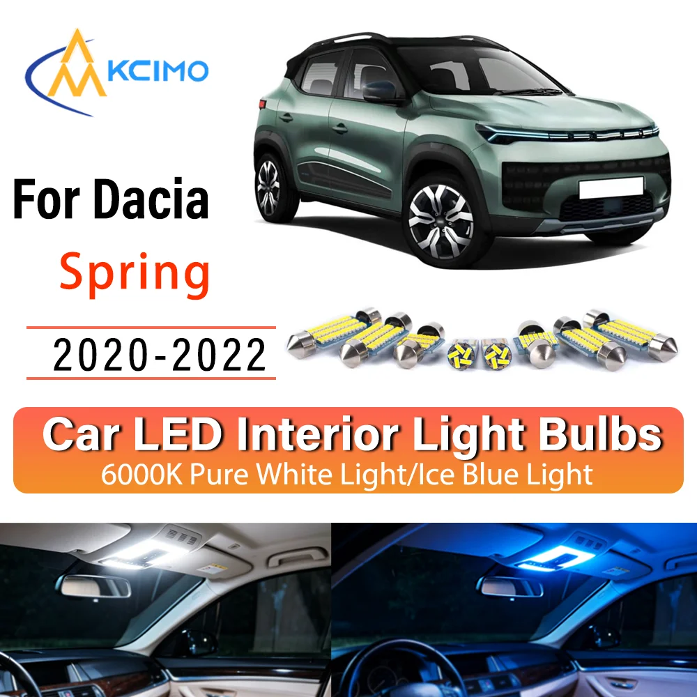 Pour Dacia 	 Kit de rénovation d'éclairage intérieur de voiture à LED à éclat constant sans câblage, remplacement direct du compartiment de rangement supérieur, Printemps 2020-2022