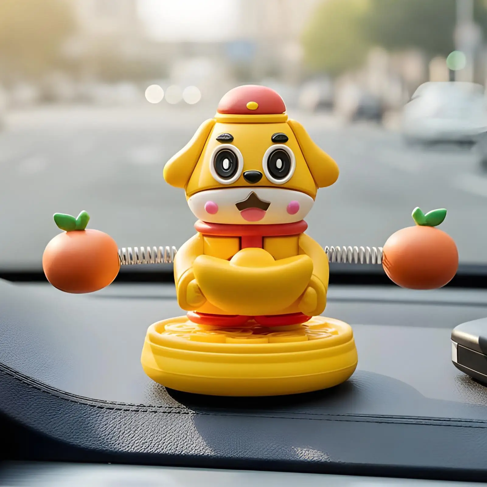 الربيع مزركشة رئيس الحيوان سيارة ديكور لطيف لوحة القيادة زخرفة مضحك تمايل تمثال لحسن الحظ، السيارات شاحنة SUV الداخلية