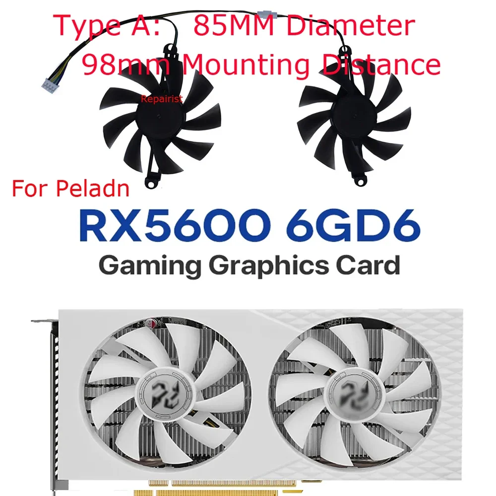 2Pcs/Set,Video Card Fan,XY-D09015B,For PELADN RX5600 6GB,For PELADN GTX 1660Ti 6GB Gaming,For PELADN GTX 1660 Super 6GB Gaming