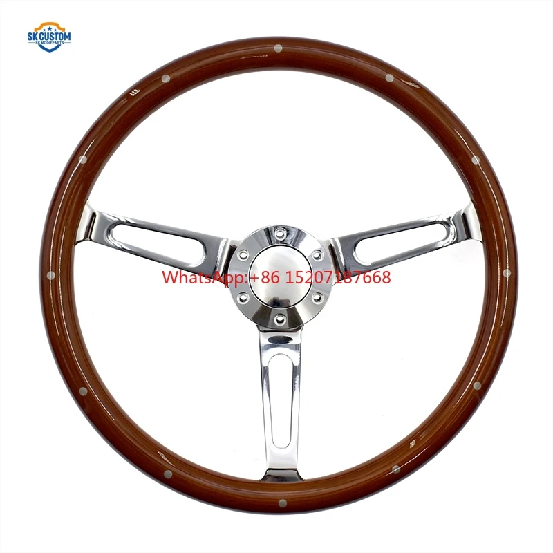 Universal Racing Parts Car Steering Wheel 15 Inch 380mm Wood Steering wheel With 70mm Screw Hurn Button