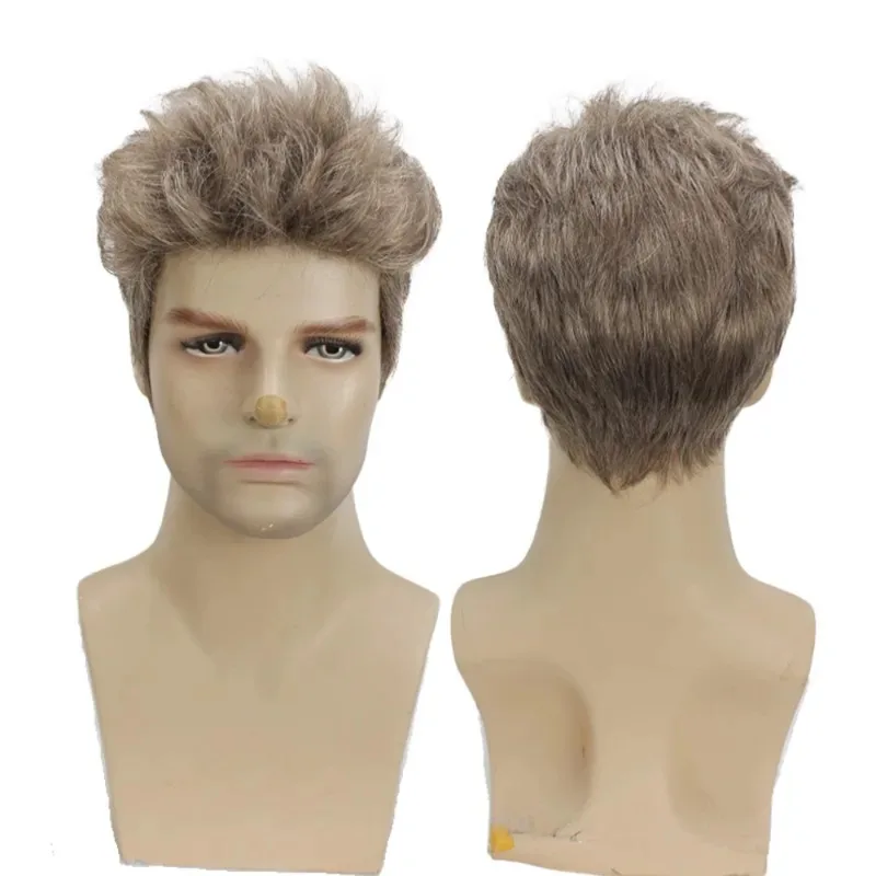 Parrucca cosplay Albert Wesker RE Capelli sintetici biondi per uomo jk;6