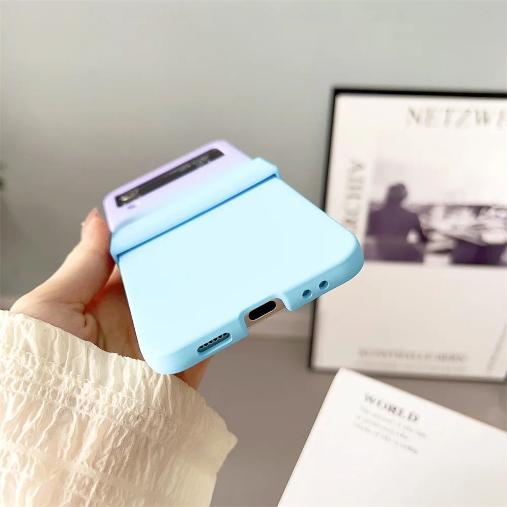 جراب هاتف قابل للطي متدرج كوري ، سيليكون ناعم ، مقاوم للصدمات ، حماية كاملة ، غطاء خلفي لهاتف Samsung Galaxy Z Flip 3 ، 4 ، 5 ، 6