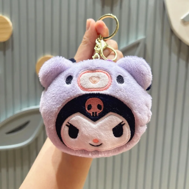 Sanrio Kuromi peluche portafoglio Melody Cinnamoroll peluche portamonete portachiavi auricolare Organizer borsa ciondolo portachiavi ragazze regali