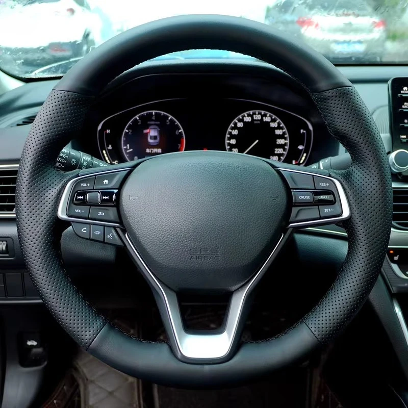 

Hand-Stitched Non-slip Durable Suede Nappa Leather Steering Wheel Cover For Honda Accord INSPIRE Car Interior Accessories