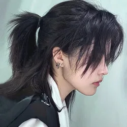 Japan Mullet Cosplay Hair Extensions Synthetic Fashion Handsome Young Wigs Breathable Head Cover Straight Wig Hat for Men Women