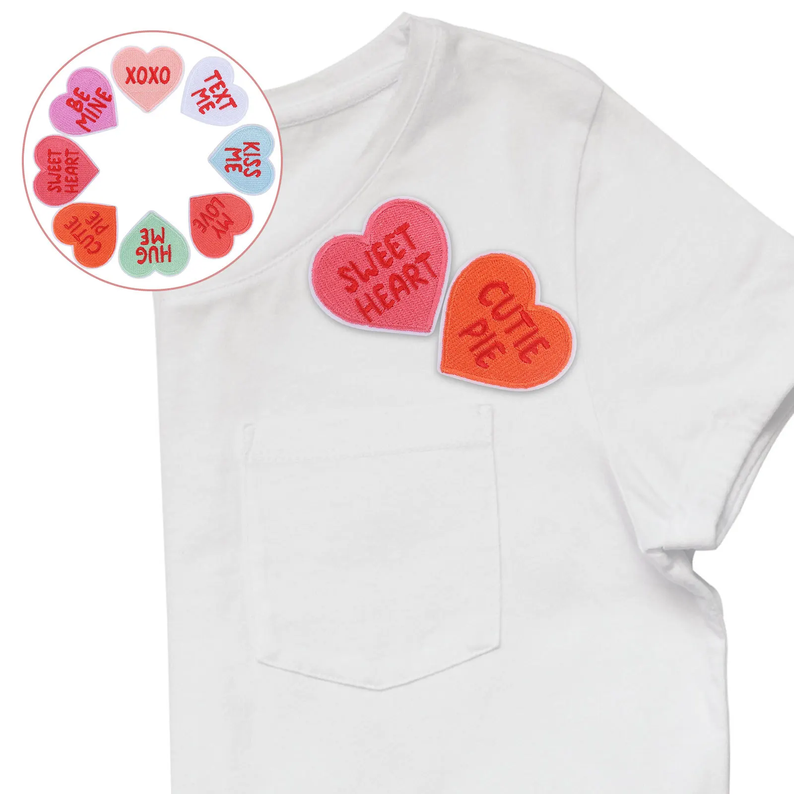 

8 шт., набор нашивок для пары в форме сердца, вышитая аппликация для одежды, куртки, сумки, шляпы, ткани, ремонт, декоративные нашивки для шапок