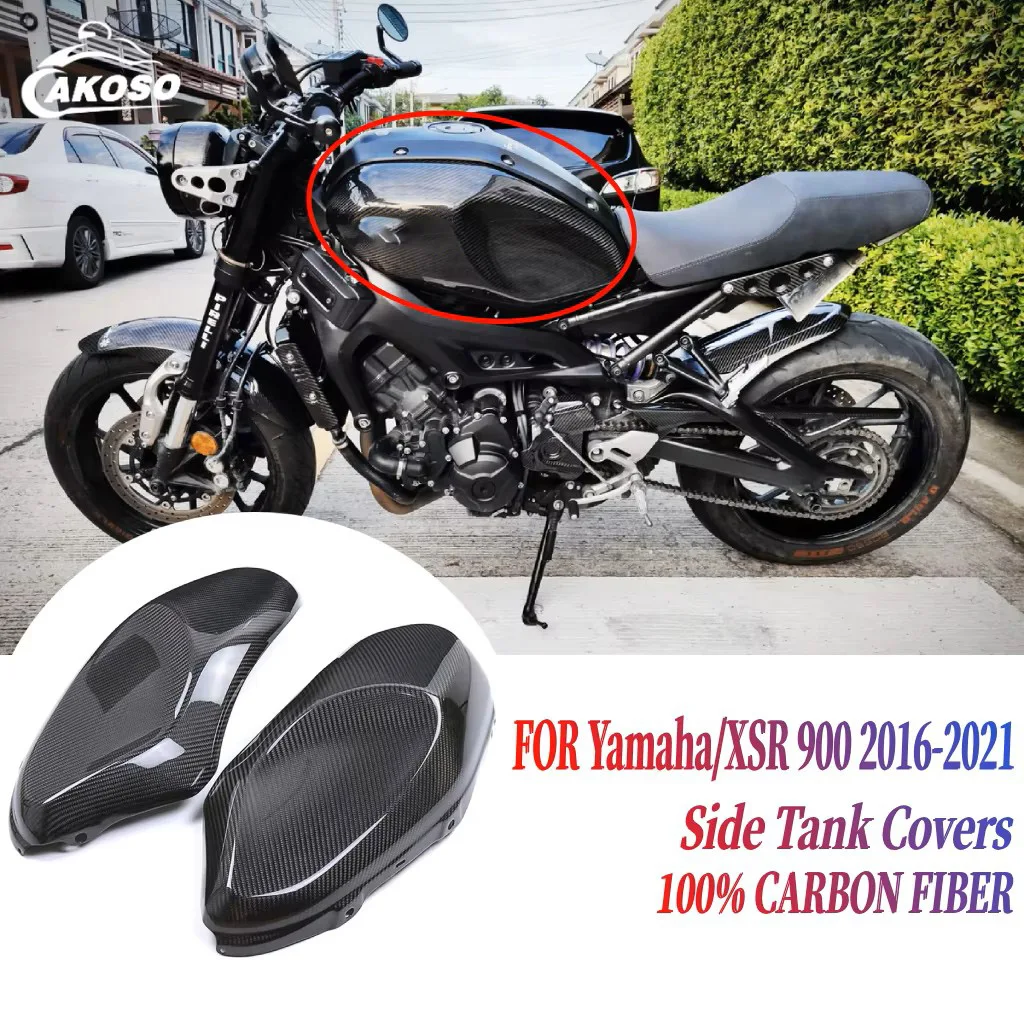 

For Yamaha XSR 900 2016-2021 Real Pure Dry Carbon Fiber Side Tank Covers Motorcycle Accessories