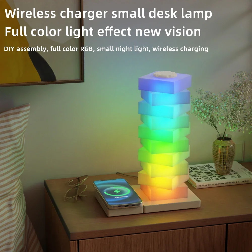 New year's decor Led Light Table Lamp Mood Light Room Decor Night Light 15W Wireless Charger Lights Decoration Child Nightlight