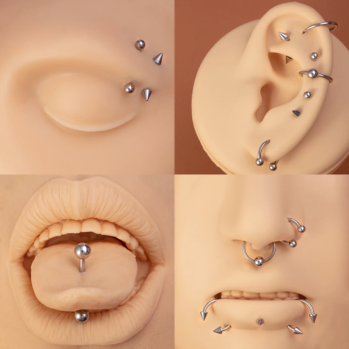 Piercing Kit for All Piercings Surgical Steel 14G 16G 18G 20G Nose Septum Cartilage Tragus Earrings Belly Nipple Tongue Lip Ring