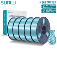 SUNLU 5KG TPU Silk 3D Filament 1.75mm Flexible Shiny Silk HS 98A Smooth Surface Filament for Most FDM 3D Printer Materials