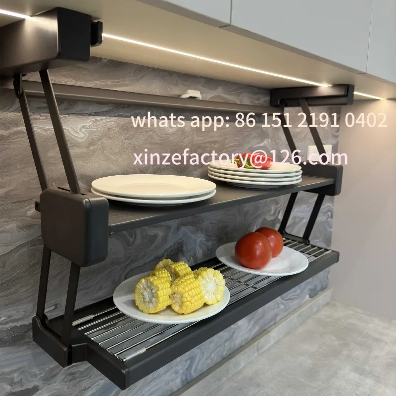 

Customizable hanging cabinet folding rack pull-down double lift
