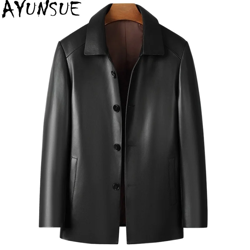 

AYUNSUE Real Sheepskin Down Coat Man Autumn Winter 2026 Genuine Leather Jacket Men Detachable Down Liner Puffer Coats Mid-length