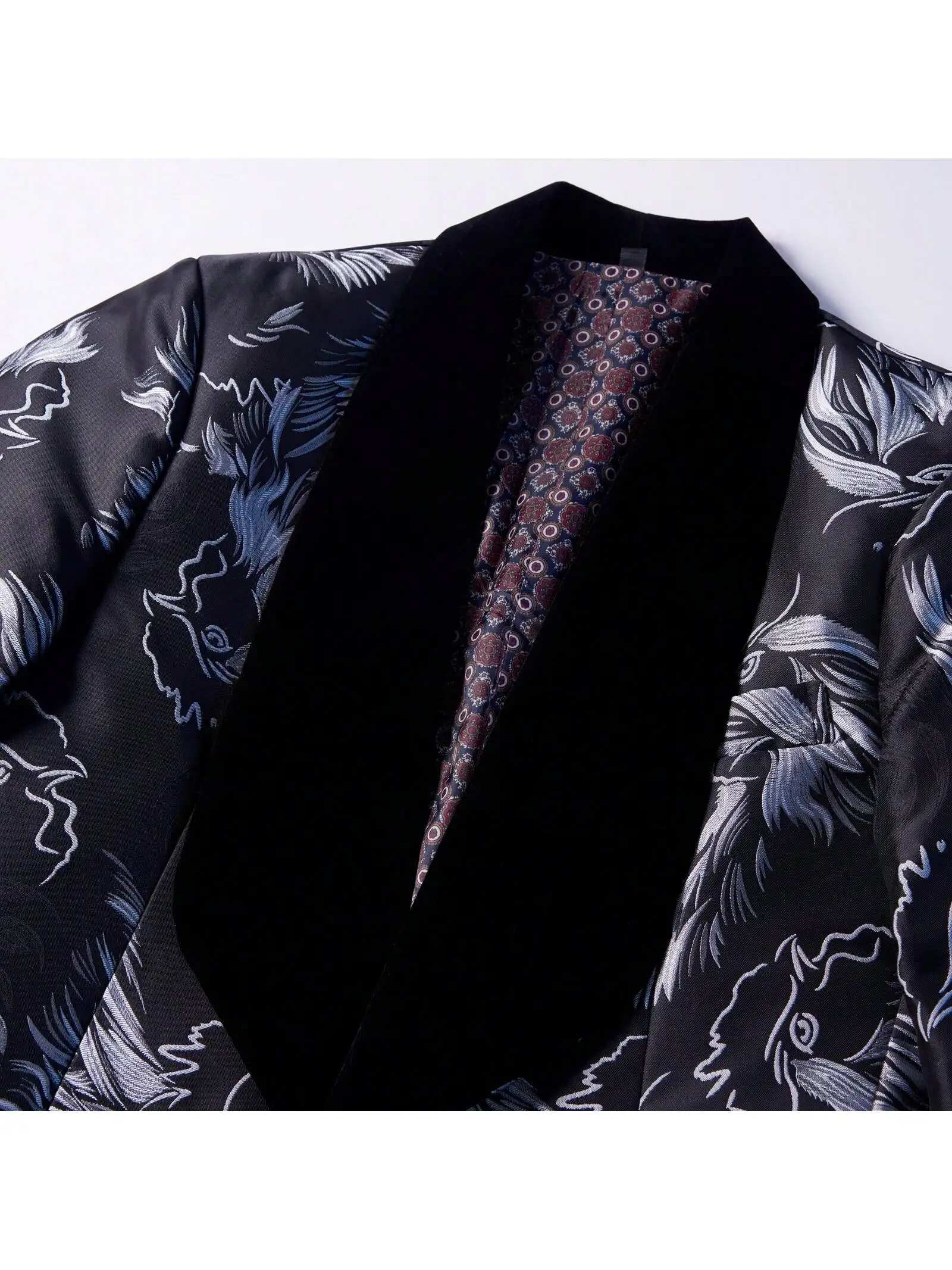 بدلة سهرة للرجال مكونة من 3 قطع مزهرة، طقم بدلة جاكار رفيعة، سترة بيزلي وسراويل لحفلات الزفاف