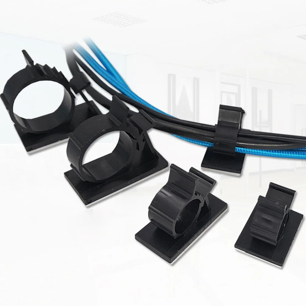 

20pcs Adjustable Wire Clip Holder Strong Adhesive Cable Management Fixing Seat For Home Office Factory Wiring Fastener Clips