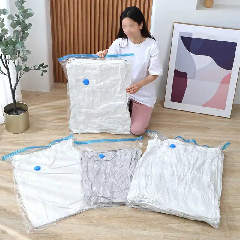 5PCS/LOT Vacuum Compression Bags For Clothes Quilts 40x60cm 60x80cm 80x120cm Transparent Air Pump Under Bed Wardrobe Storage Bag