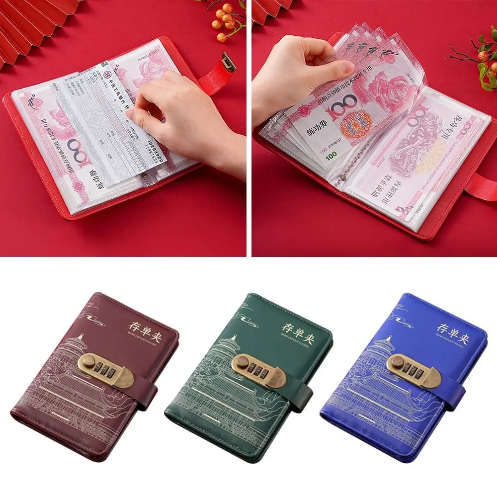 

With Password Lock 100 Envelopes Money Saving Challenge PU Save Money Money Collection Book Reusable Portable