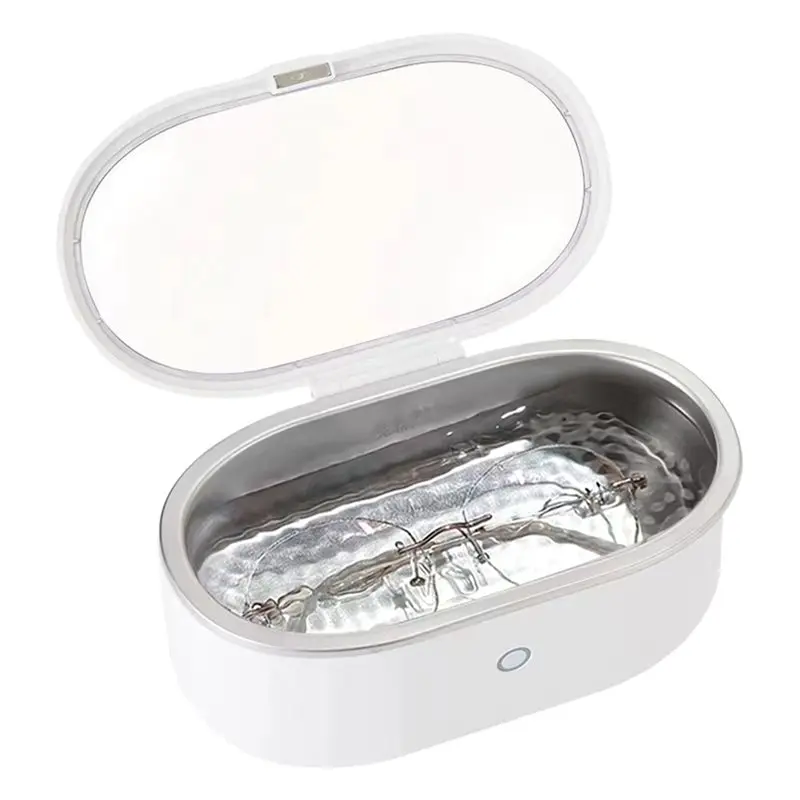 

【ЭКСКЛЮЗИВНО】 Ультразвуковая чистящая машина для зубных протезов 48 кГц с подставкой для чистки зубных протезов, ювелирных изделий и очков