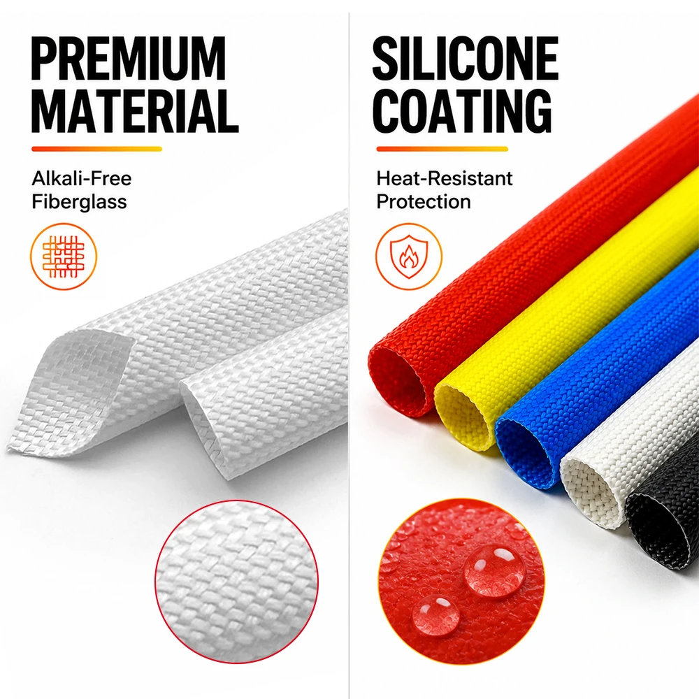 200°C Insulating Sleeve Silicone Resin Impregnated Braided Fiberglass Tube 1–20mm ID Industrial Electrical Cable Cover