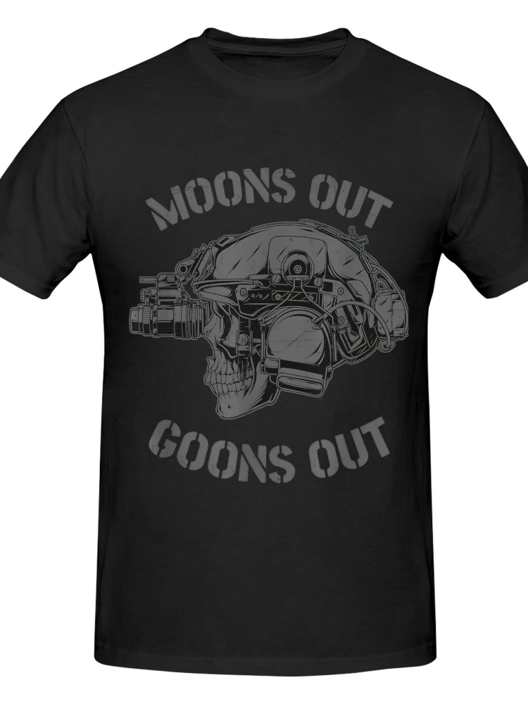 

Moon's Out Goons Out Tactical Skull & Mechanical Graphic -100% cotton summer casual short sleeve O-neck printed men's T-shirt.