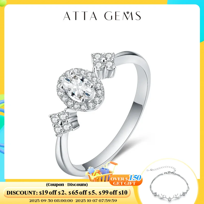 

ATTAGESM Oval Cut 5*3 Moissanite Rings for Women Solid 18K 14K 925 Sliver Yellow Gold Wedding Band for Anniversary Classic Gifts
