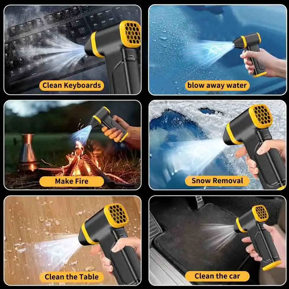 منفاخ هواء للتنظيف المحمول، JKUOO 150000RP مروحة توربو عنيفة عالية السرعة، منفاخ عنيفة محمولة باليد، مناسبة للشواء وتنظيف السيارة