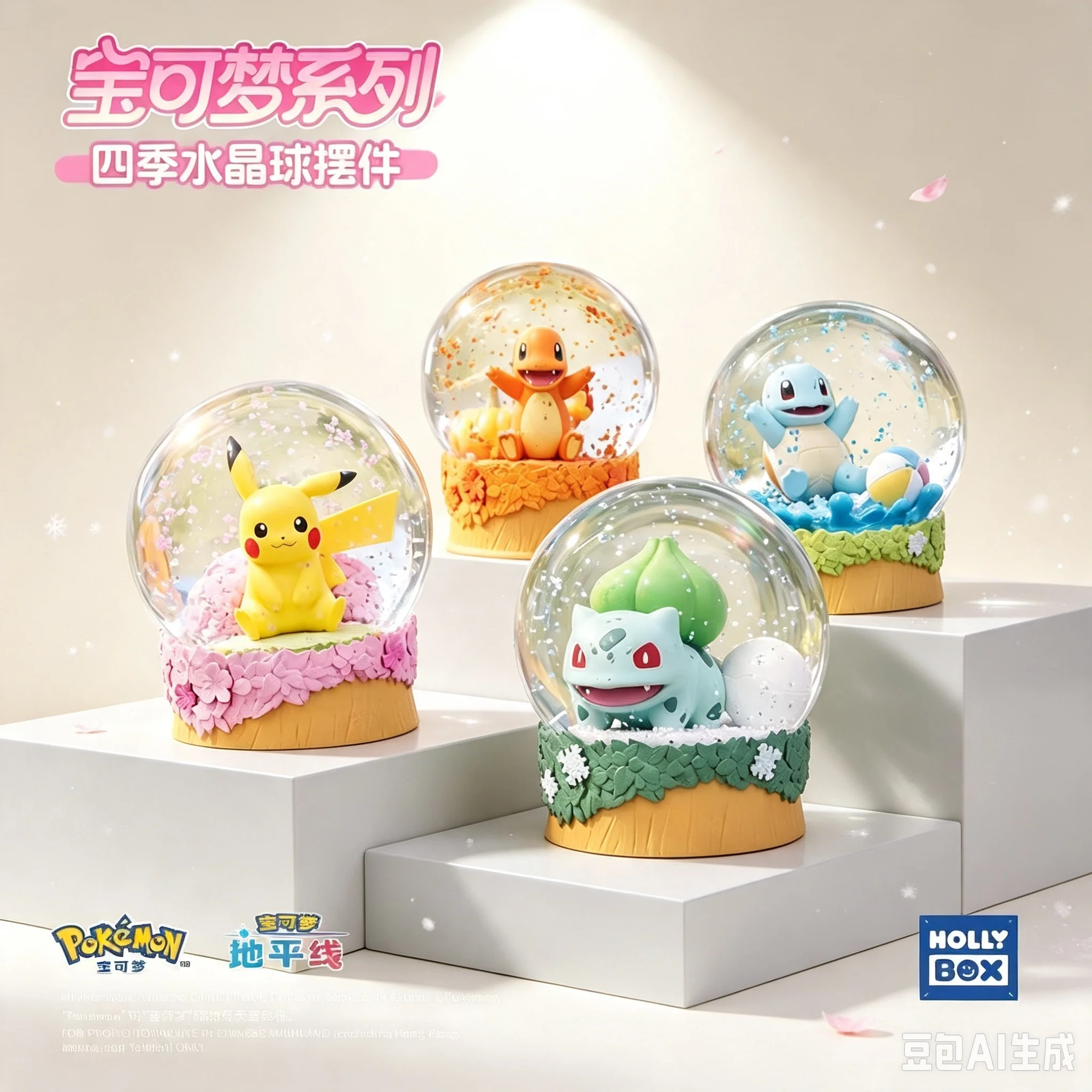 Original Pokémon-Saison Kristallschneekugel, Anime-Figur als Schreibtischdekoration, Sammlerstück für die Feiertage