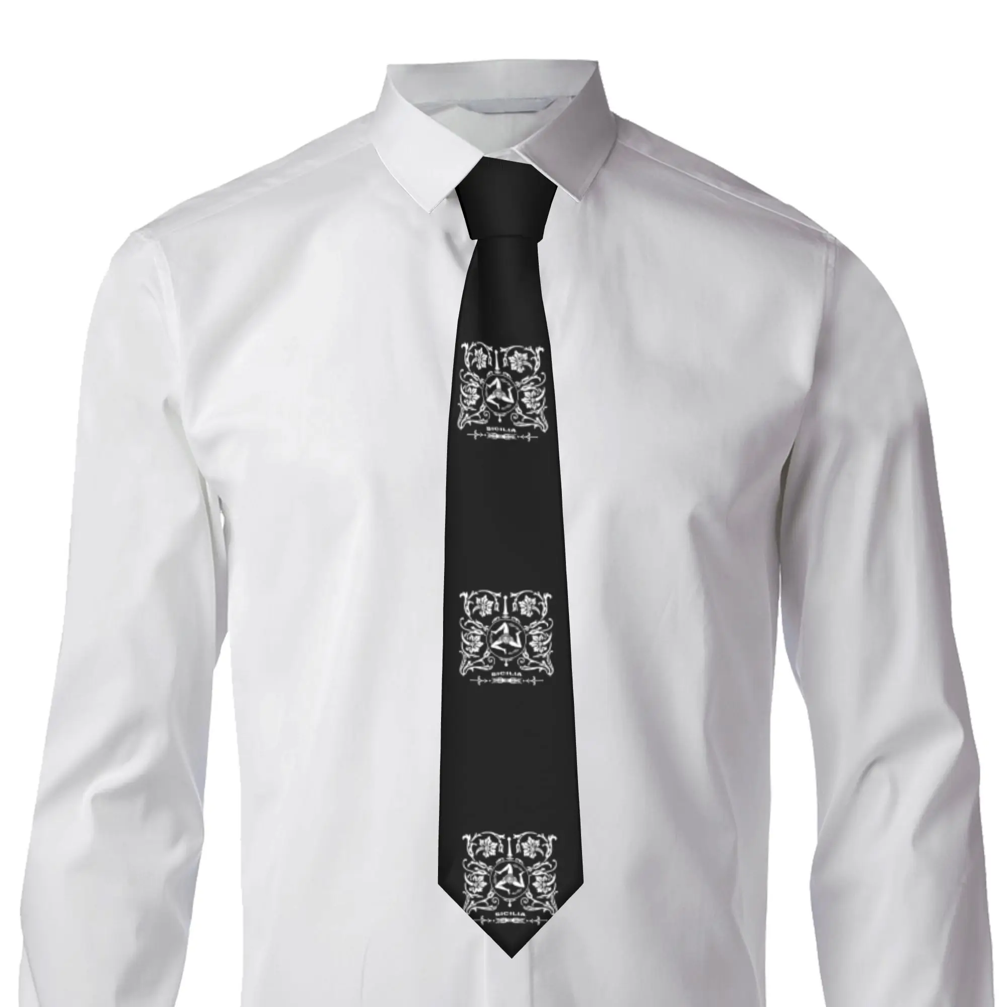 Sicilia Sicily Love Trinacria Logo Tie Mens Formal Silk Sicilian Pride Necktie for Office