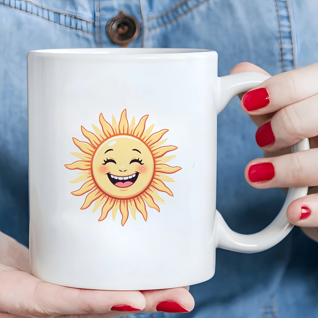 كوب كارتون Sun Smile سعة 11 أونصة للأطفال للمشروبات الباردة والساخنة كوب مكتب عائلي لعيد الميلاد