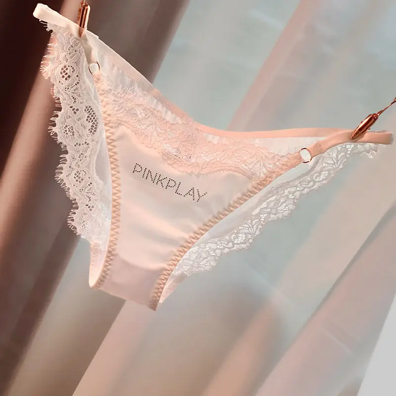 Three-piece Women Panties France Underwear Sexy Lingerie Seamless Lace Patchwork Diamonds Luxury Cotton See-through G-string