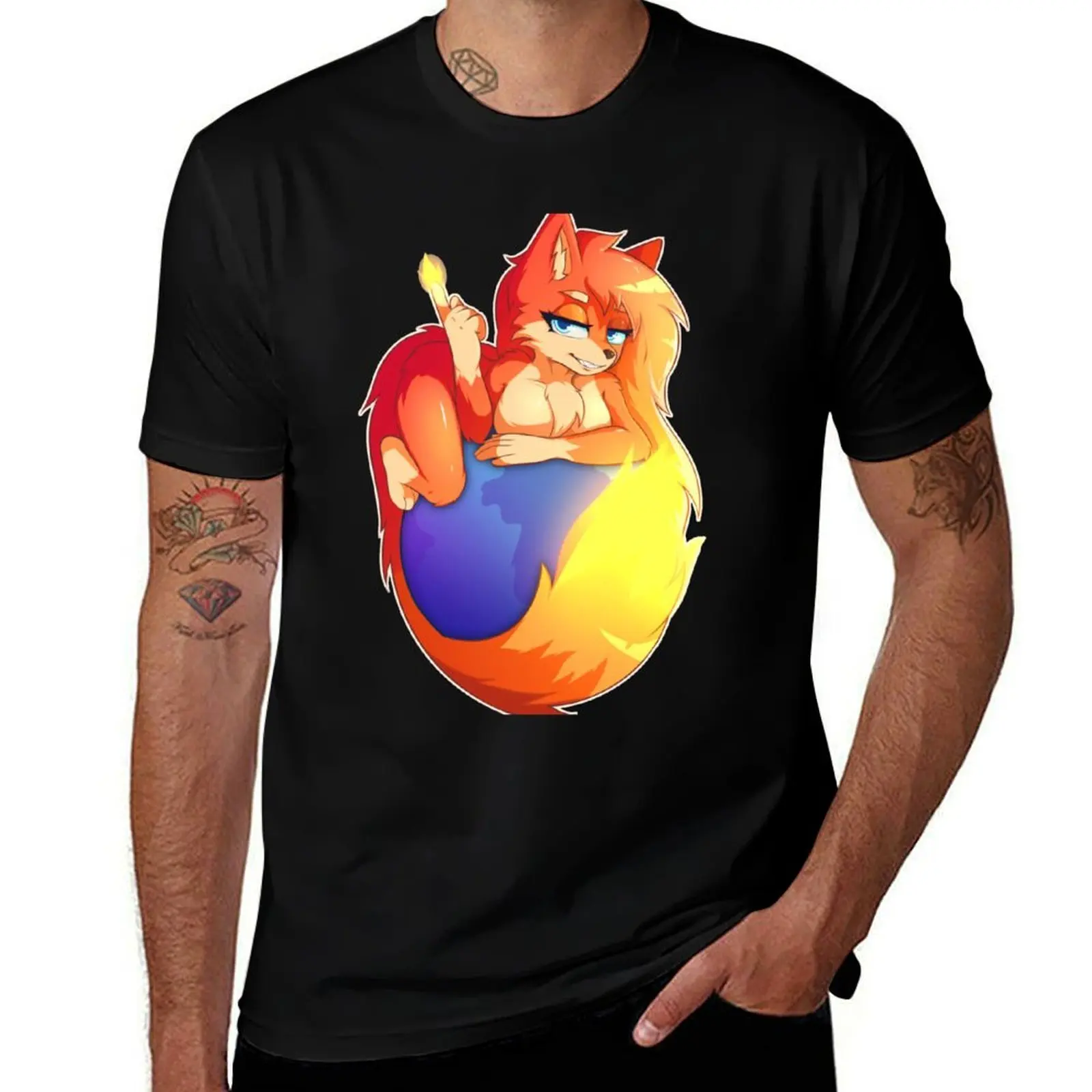 FireFox Furry T-Shirt Casual Loose Short Sleeve Tee for Men T-Shirt