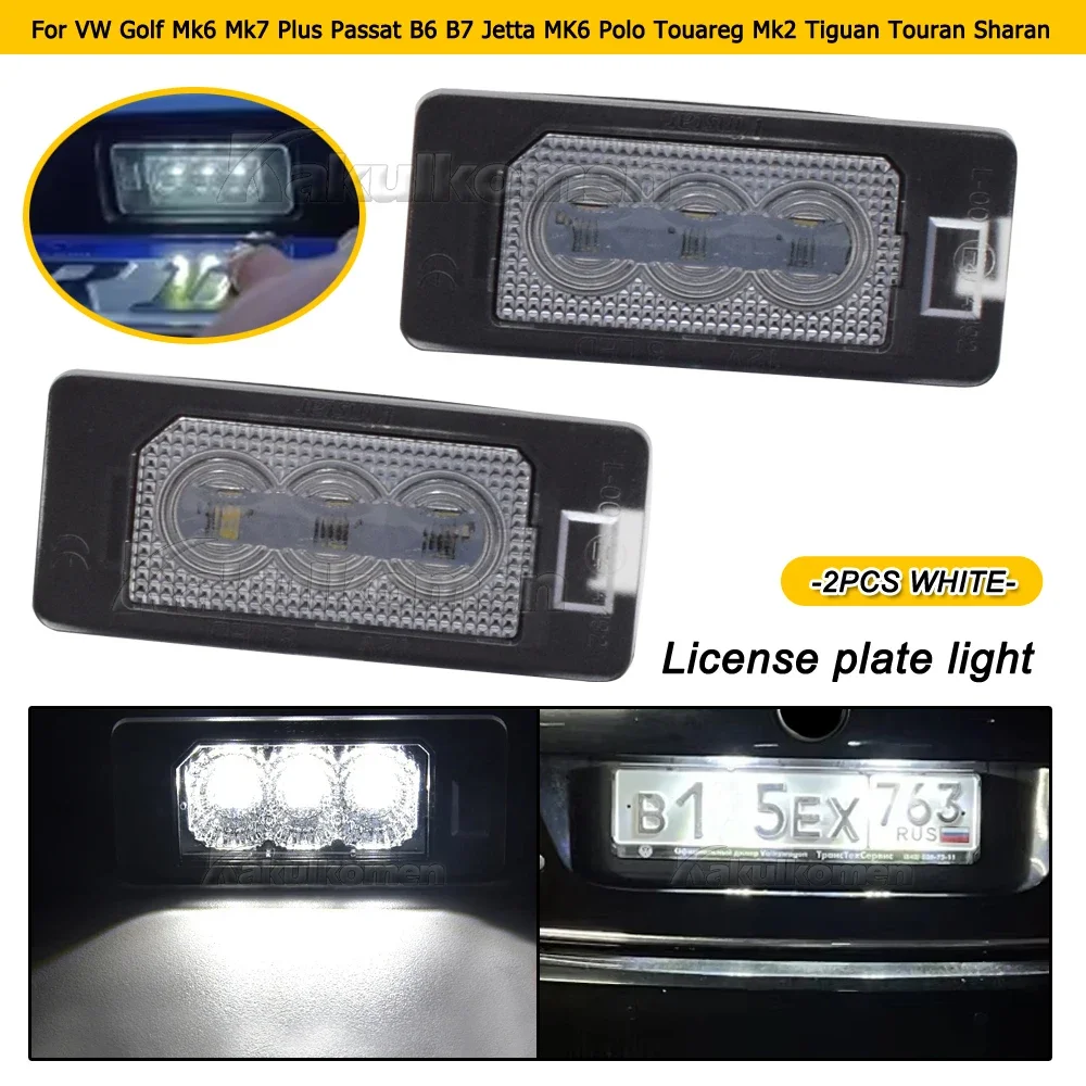 

2Pcs LED License Number Plate Lamp Light For VW Golf Touareg Passat Tiguan Jetta For Audi A1 A3 For Seat Ibiza For Skoda Octavia