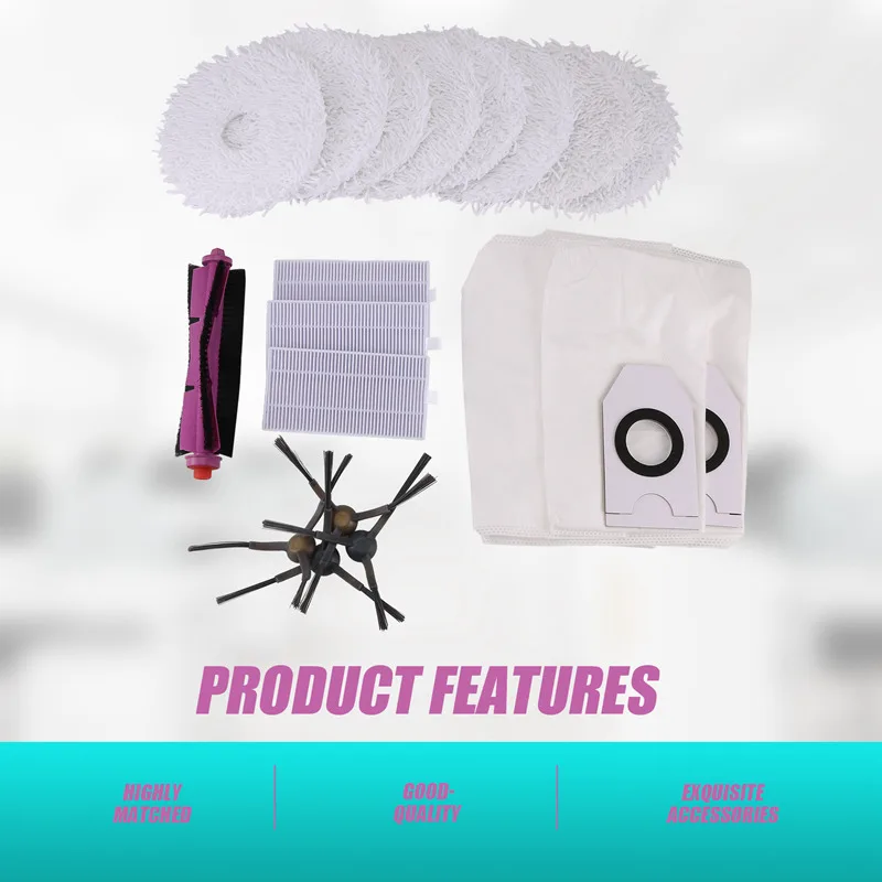 18 peças para midea v12/eureka j12 ultra aspirador de pó peças de reposição escova lateral principal filtro hepa esfregão pano saco de pó