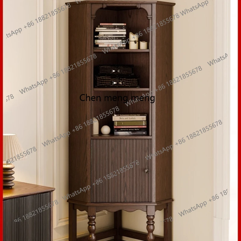 

French Retro Solid Wood Living Room Corner Cabinet Wall Corner Triangle Sideboard Storage Cabinet Organizer