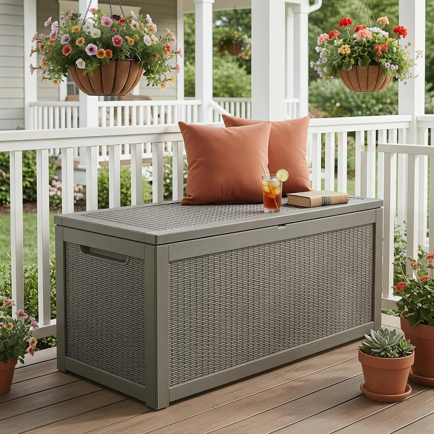 318 Gallon Large Resin Deck Box – Waterproof Outdoor Storage Chest for Patio Cushions, Garden Tools & Pool Supplies, UV-Resistan