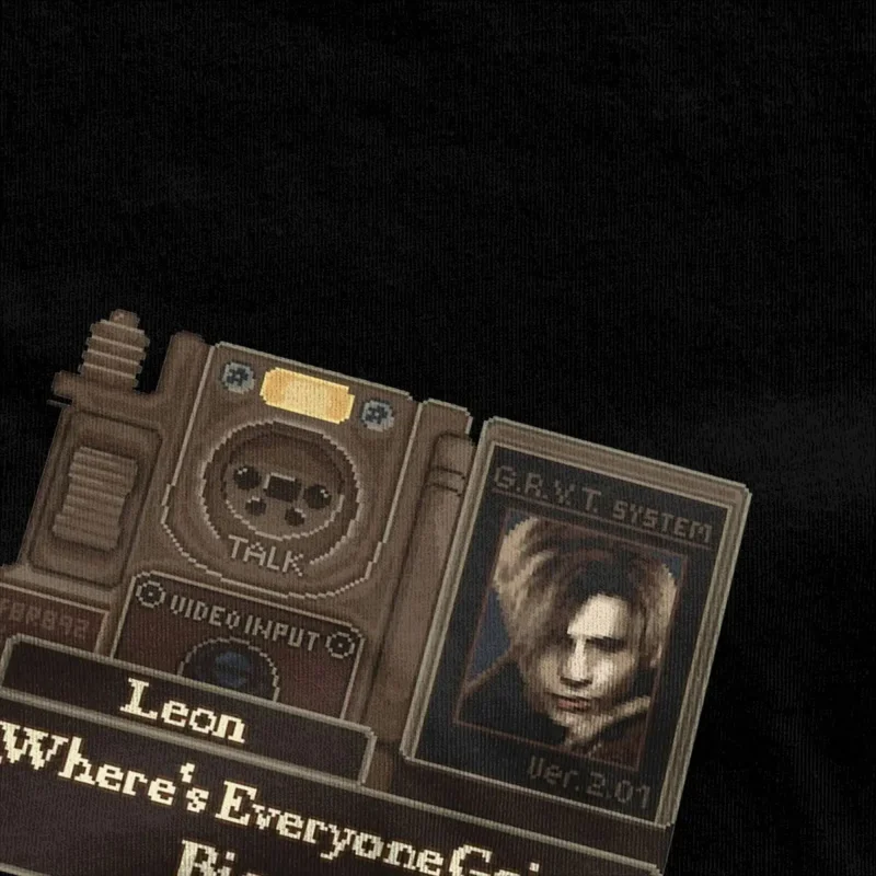 Vintage T-Shirt Resident Evils Leon Kennedy Pixel Art Cotton T-Shirts Trendy Cool Tee Shirt Men Beach Y2K Retro Casual Clothes