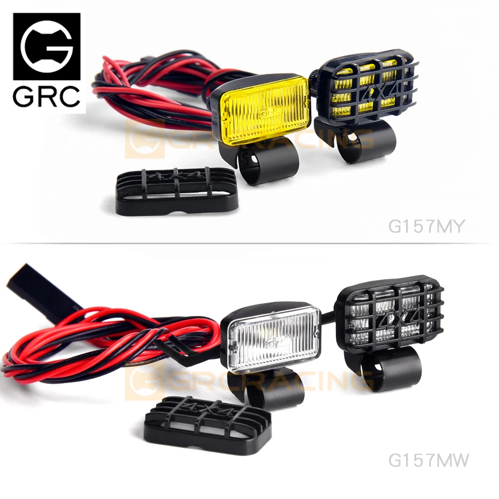 GRC 17mm rectangular spotlights suitable for 1:10/1:8 RC vehicle simulation off-road exploration headlights, yellow fog lights