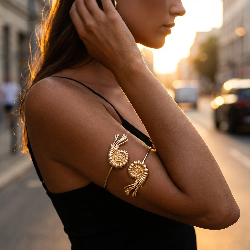 Böhmischer Sommer-Strandstil Metall-Muschel-Armreif für Frauen Goldfarben Seestern-Muschel Verstellbares Armband Party-Schmuck