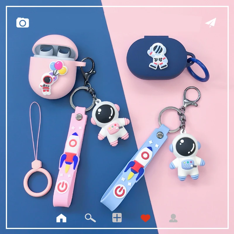 ل Redmi براعم 3 برو حالة AirDots3 برو الكرتون رائد الفضاء سيليكون سماعة حماية مع قلادة اكسسوارات صندوق buds3