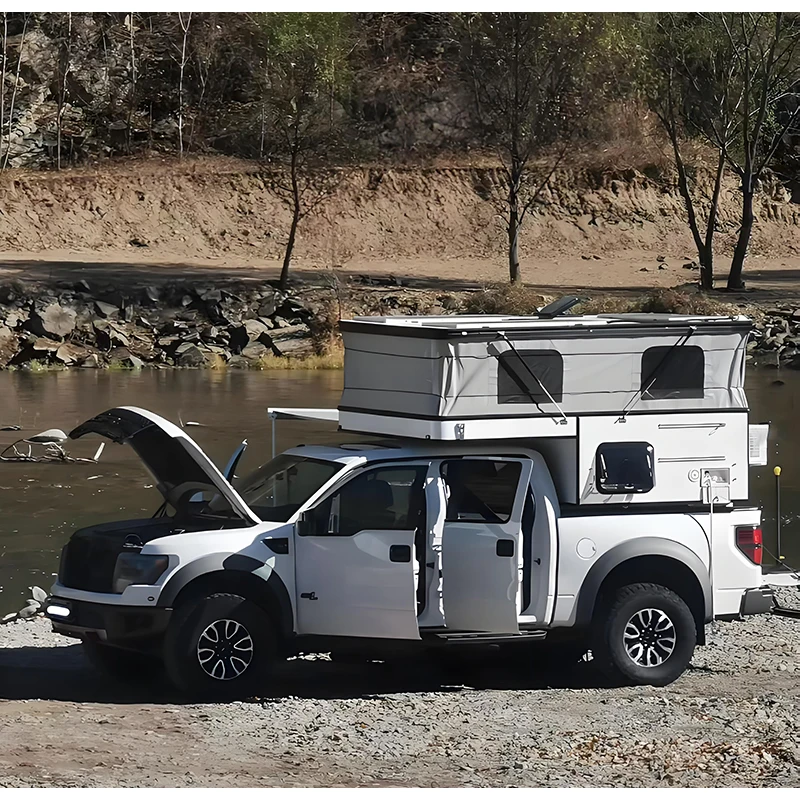Heavy Duty Overland Camper Shell with Comfortable Sleeping Cabin for Remote Travel and Camping Adventures