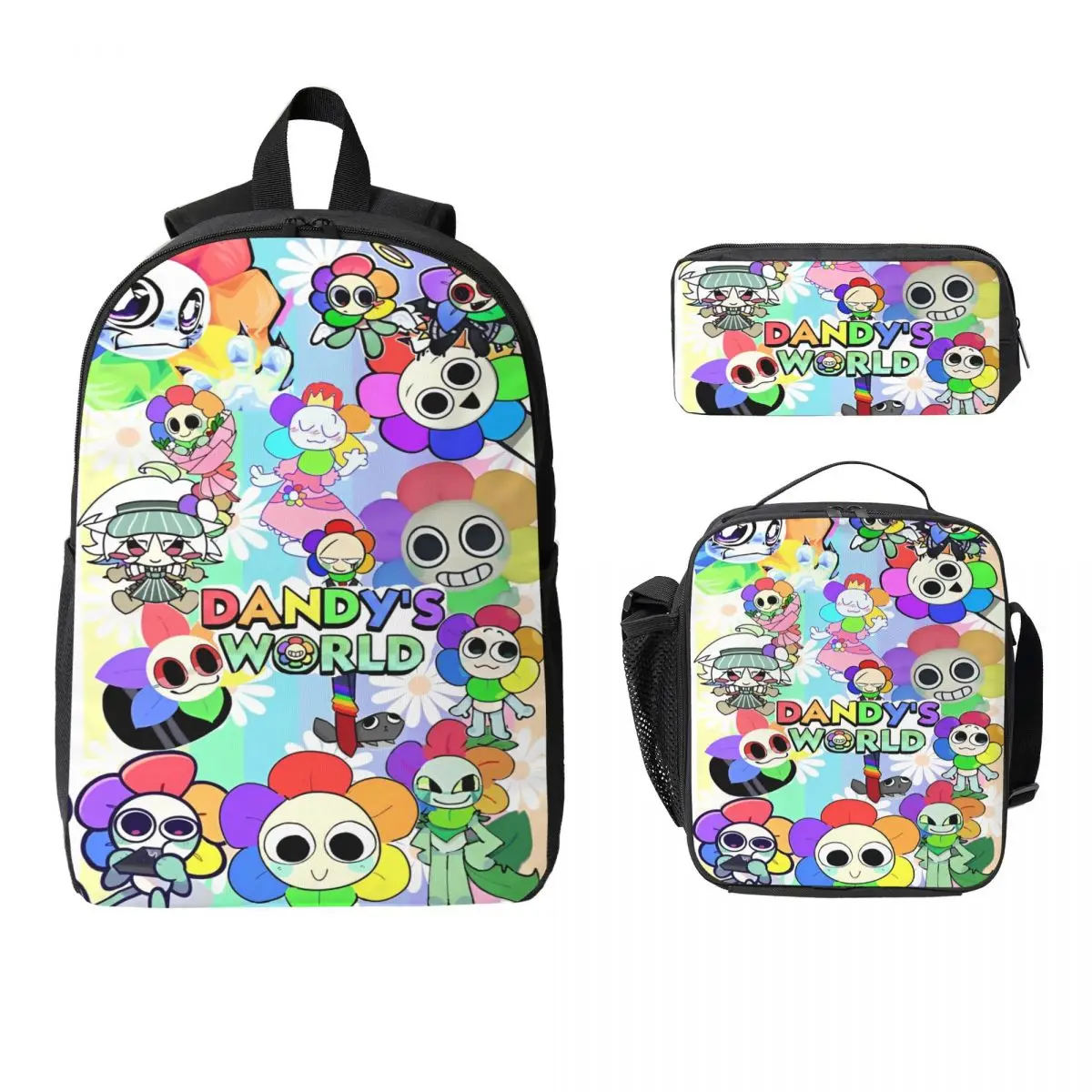 

3Pcs Dandys World Game Accessories Backpack Set for Kids Pencil Boxes Bookbag Sets with Lunch Box For School Students Knapsack