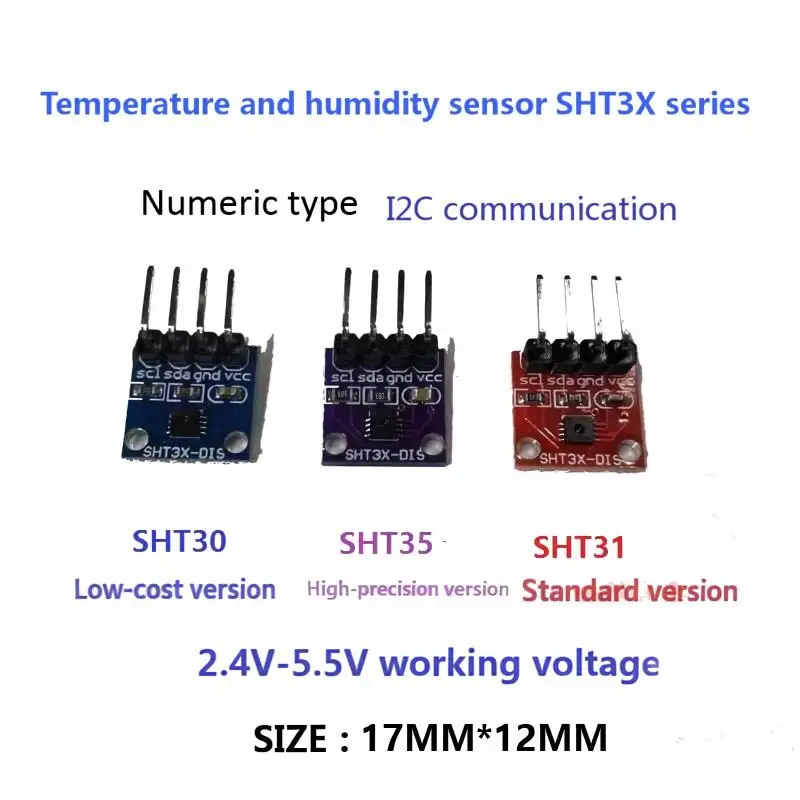 SHT30, SHT31, SHT35 Temperature and Humidity Sensor Module, 2.4 - 5.5VDC I2C Communication, Digital Type, DIS Wide Voltage Modul
