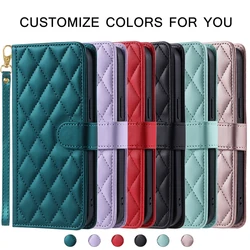 Checkered PU Leather Cover for Oppo A78 A58 A38 A18 A98 A8 A79 A77s A77 A57e A57s A56s A31 Ultra Thin Wallet Magnetic Phone Case