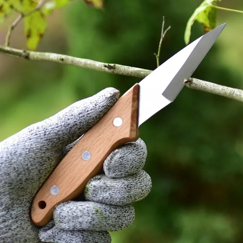 Folding Graft Knife Bud Graft Fruit Tree  Knife Wooden Handle Integrated Stainless Steel Graft Knife