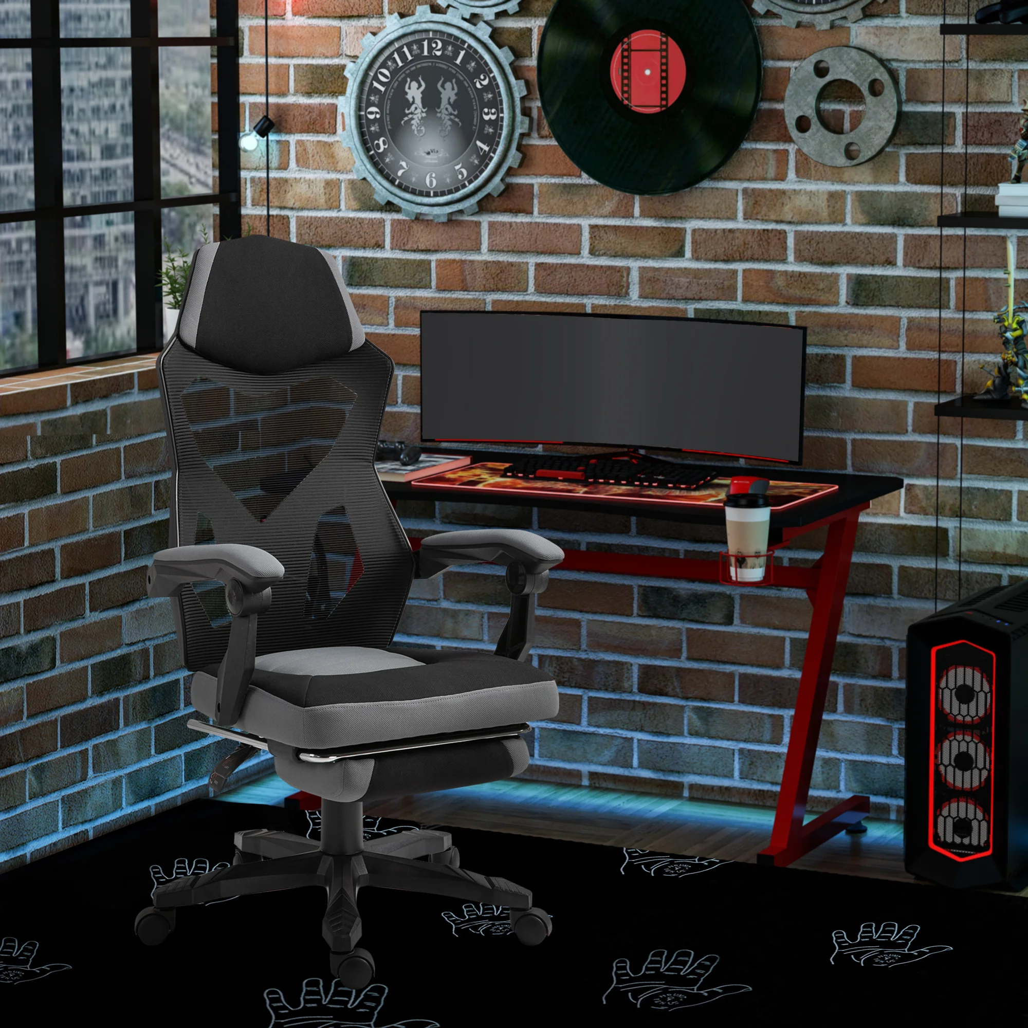 Silla De Oficina Ergonómica Vinsetto Con Respaldo Alto, Giratoria Y Reclinable, Repos Apiés Retráctil