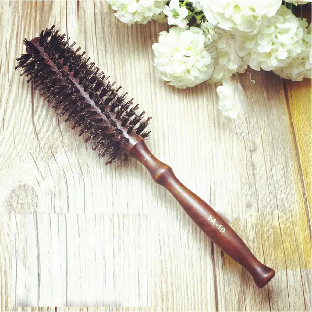 

Wood Handle Round Barrel Hair Brush Comb for Hair Styling - Brown, 23 x 11 x