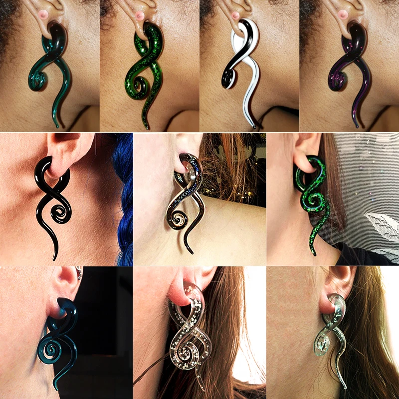 2PCS Glass Spiral Ear Tapers Gauges Handmade Ear Plugs Tunnels Teardrop Twist Expansion Piercing Oreja Body Jewelry Set Screw