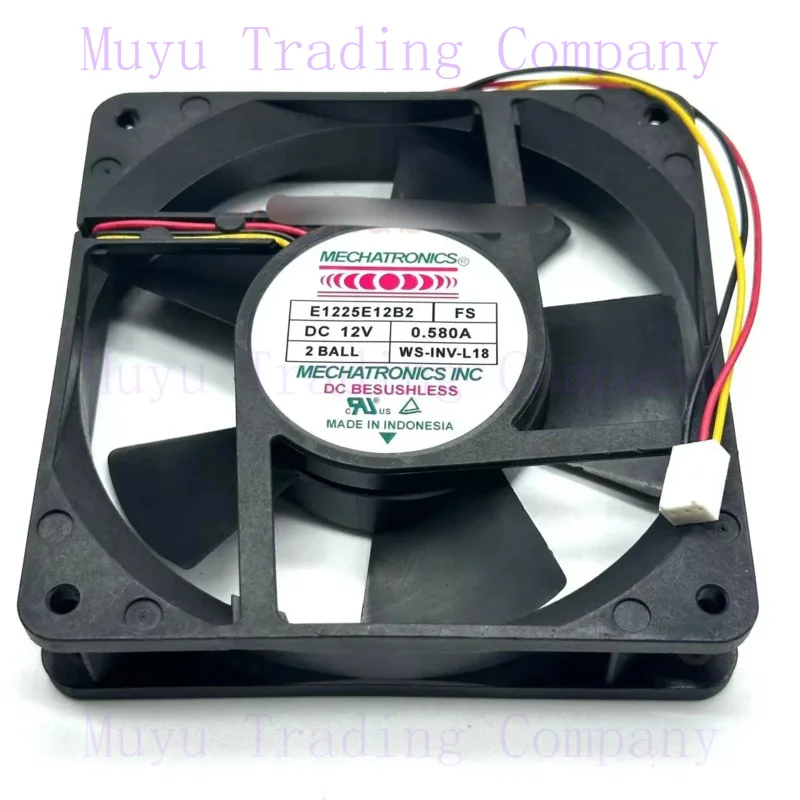 FOR MECHATRONICS E1225E12B2 DC 12V 0.580A 120x120x25mm 3-wire Server Cooling Fan